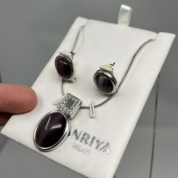 ANRIYA MILAN PURPLE OPAL COLLECTION WATCH BRACELET EARRINGS NECKLACE - Picture 6 of 12